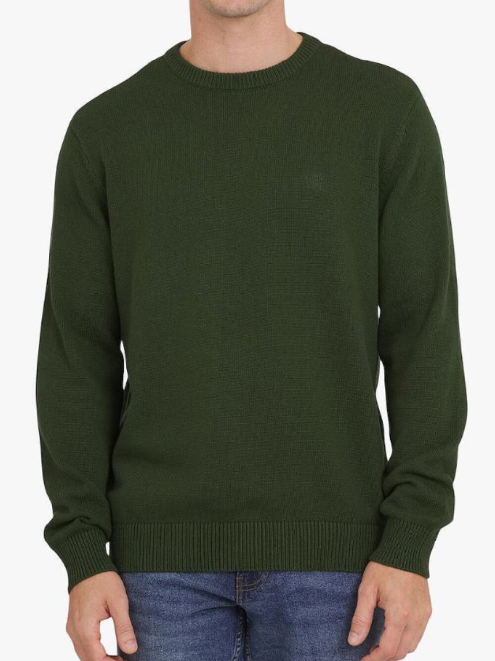 Chaps Men's Classic Solid Long Sleeve Crewneck Sweater, Mountain View Green, XXL